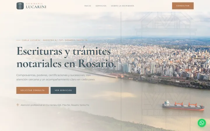 Captura del sitio de Escribanía Lucarini